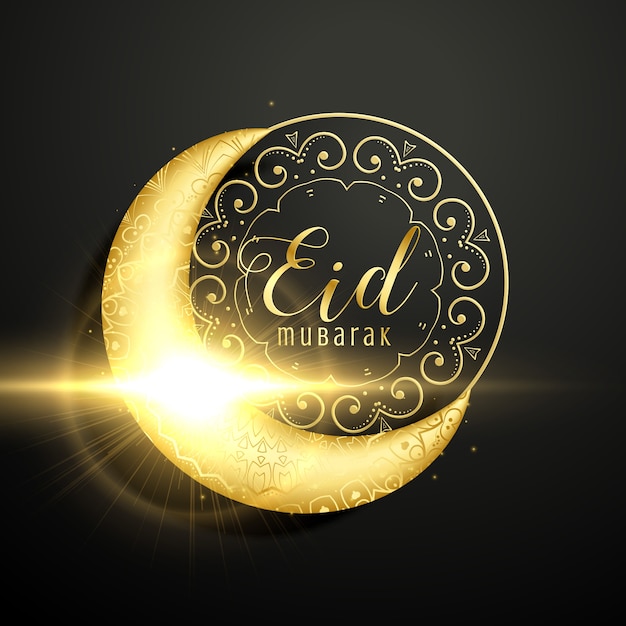 Vetor grátis dourado, lua, floral, decoração, eid, mubarak, festival