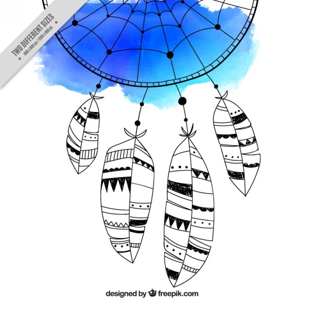 Dreamcatcher em uma aguarela azul