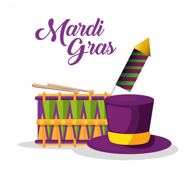 Drum and hat to mardi gras celebration