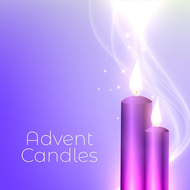 Duas velas do advento com luzes brilhantes