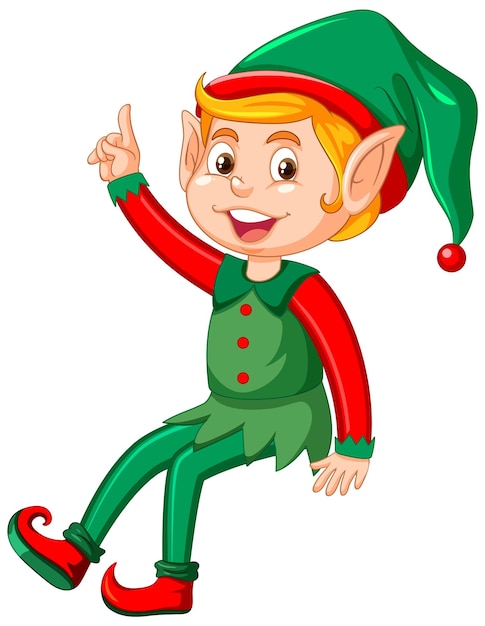 Vetor grátis duende de natal sentado personagem de desenho animado