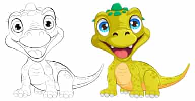 Vetor grátis dueto de dinossauros de desenho animado alegre