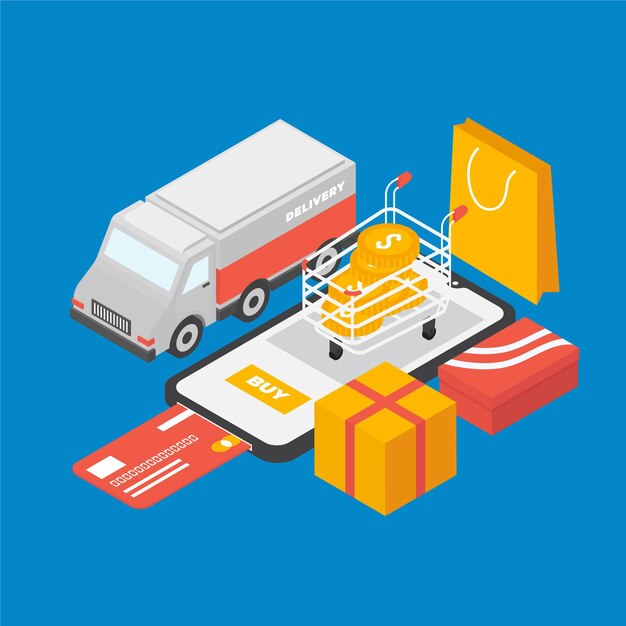 E-commerce isométrico - conceito