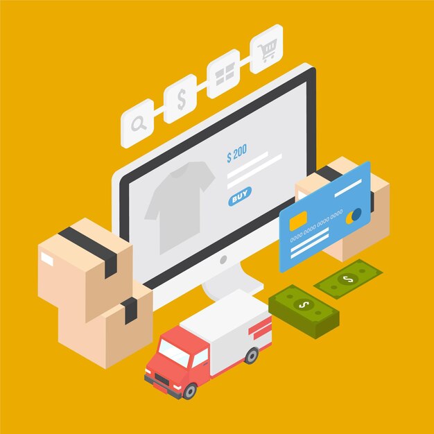 E-commerce isométrico - conceito