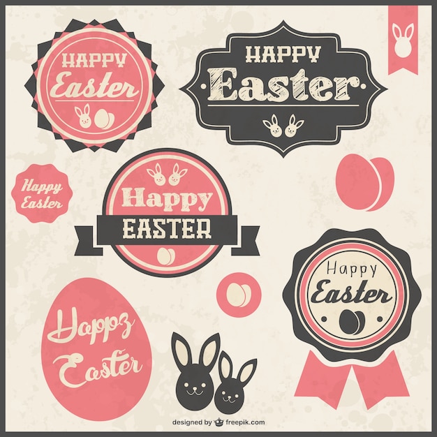 Vetor grátis easter retro adesivos