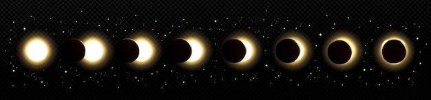 Vetor grátis eclipse solar em diferentes fases