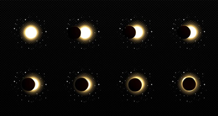 Vetor grátis eclipse solar ou lunar em fundo transparente