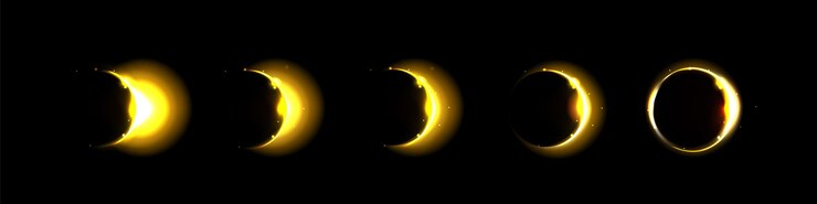 Vetor grátis eclipse solar total e parcial luz da fase lunar