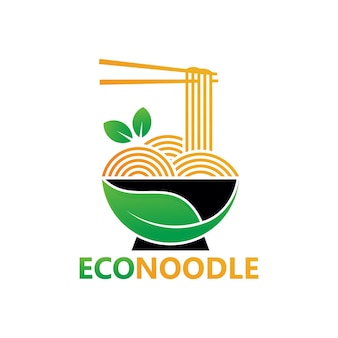 Eco noodle logo design template vector, emblema, design concept, creative symbol, icon