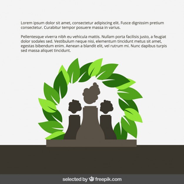 Vetor grátis eco template com fábrica e folhas