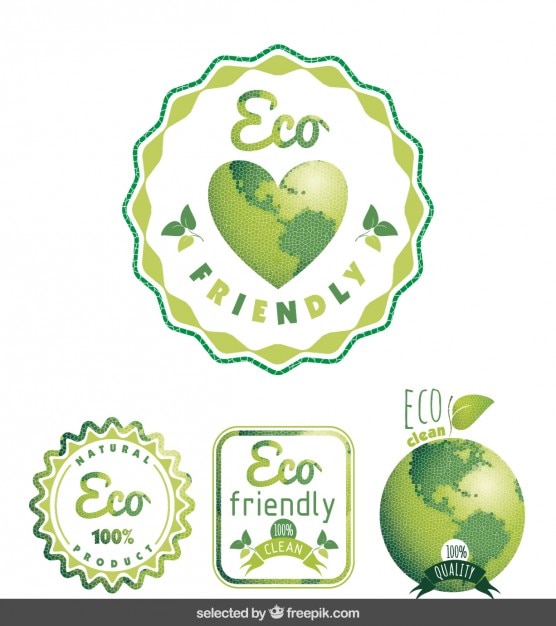 Vetor grátis ecologia emblemas verdes