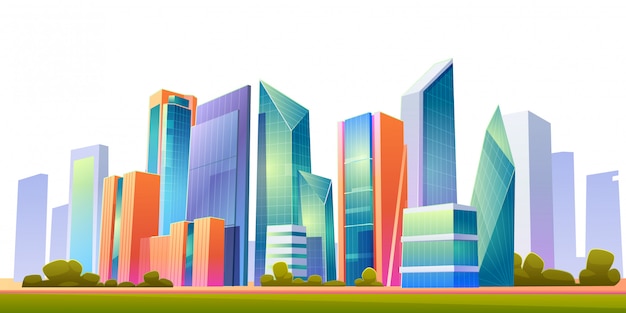 Vetor grátis edifício urbano horizonte ilustração panorâmica