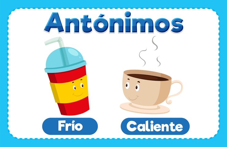 Vetor grátis educação de língua espanhola frio e caliente cartão de imagens quente e frio