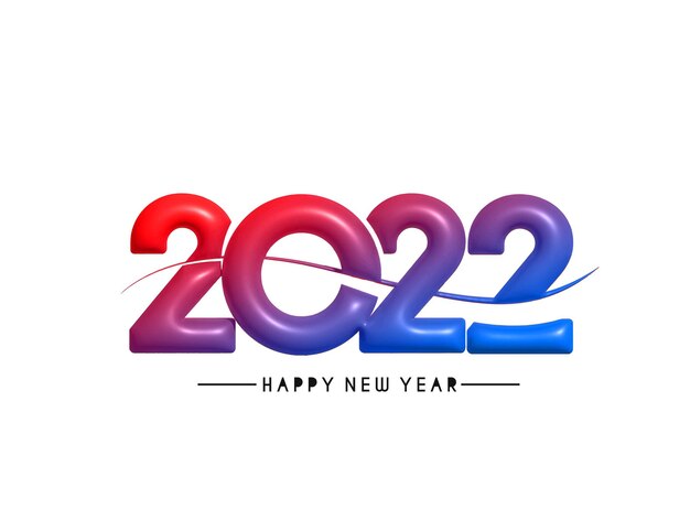 Efeito 3D Feliz Ano Novo 2022 Texto Tipografia Design Patter, Ilustração vetorial.