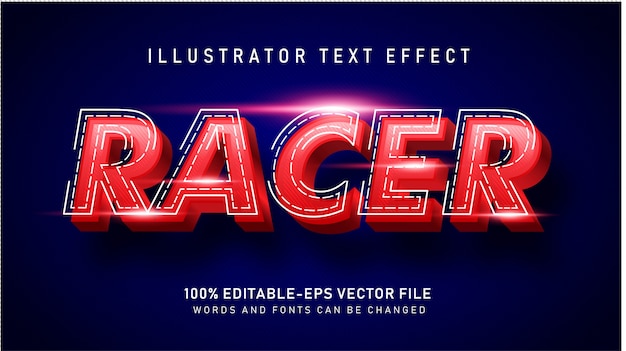 Efeito de estilo de texto racer vermelho