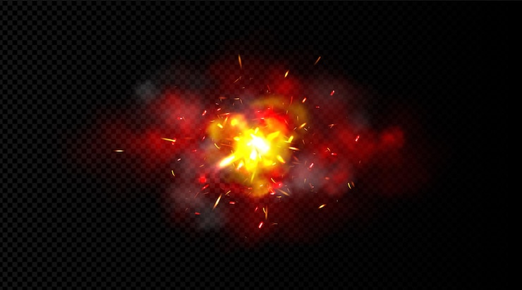 Vetor grátis efeito de luz com explosão de bomba de fumaça vermelha 3d