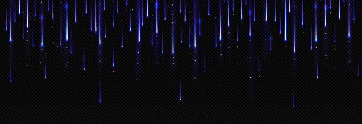 Vetor grátis efeito de luz da chuva de meteoros cometas de estrelas cadentes