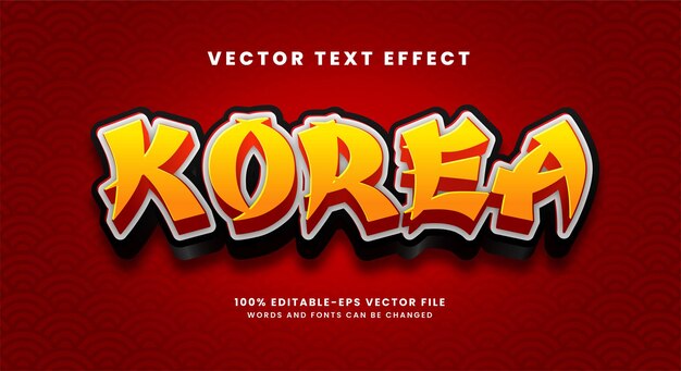 Efeito de texto 3d da coreia, estilo de texto editável e adequado para celebrar eventos asiáticos
