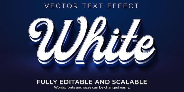 Efeito de texto azul branco, prestígio editável e estilo de texto de branding