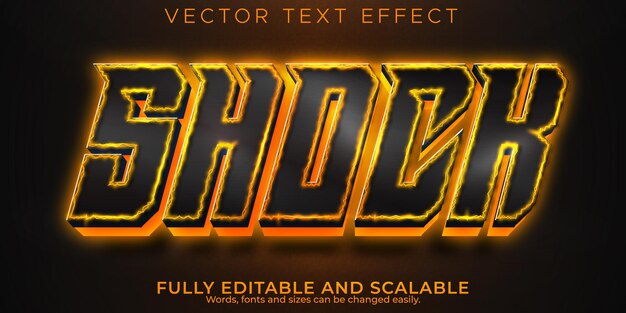 Efeito de texto choque fogo, estilo de texto elétrico e de energia editável