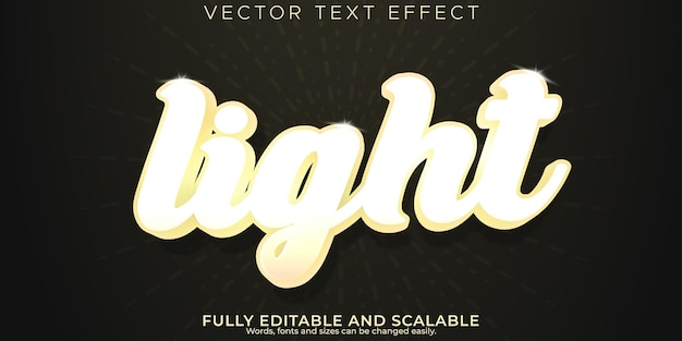 Efeito de texto claro editável retrô e estilo de texto brilhante