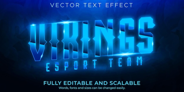 Vetor grátis efeito de texto da equipe esport, jogo editável e estilo de texto neon