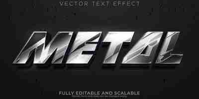 Vetor grátis efeito de texto de aço metal cromado editável e estilo de texto prateado