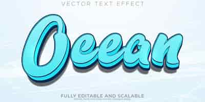 Vetor grátis efeito de texto de água azul editável aqua e estilo de texto de script