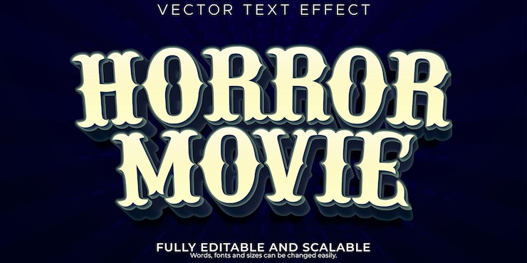 Vetor grátis efeito de texto de filme de terror editável vintage e estilo de texto assustador