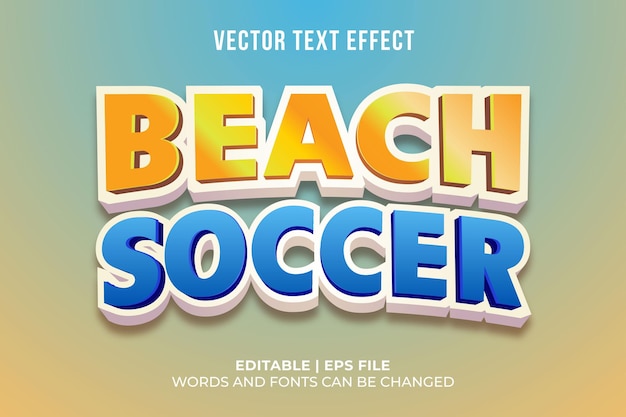 Vetor grátis efeito de texto de futebol de praia em estilo 3d