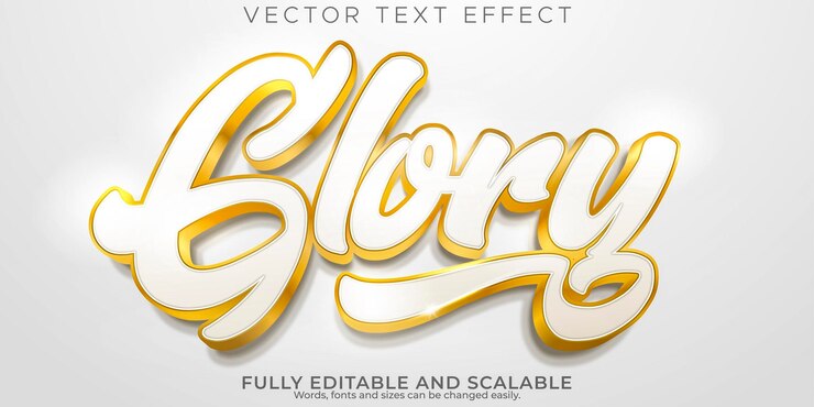 Vetor grátis efeito de texto de glória editável estilo de texto brilhante e elegante