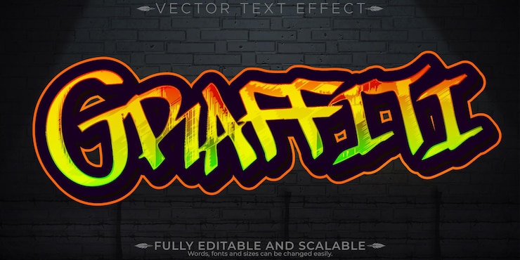 Vetor grátis efeito de texto de graffiti em spray editável e estilo de texto de rua