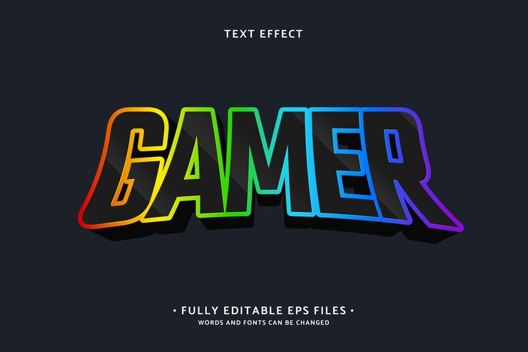 Vetor grátis efeito de texto de jogador colorido realista