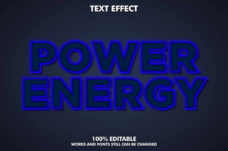 Vetor grátis efeito de texto de luz de néon azul