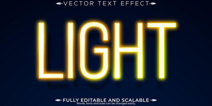 Vetor grátis efeito de texto de luz de néon editável estilo de texto retro e brilhante