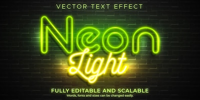 Vetor grátis efeito de texto de luz neon