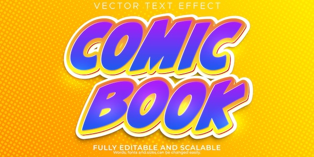 Efeito de texto de quadrinhos editável de desenho animado e estilo de texto pop art