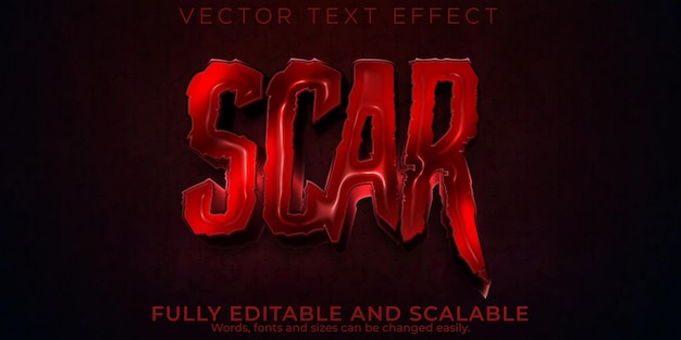 Vetor grátis efeito de texto de sangue de cicatriz, terror editável e estilo de texto assustador
