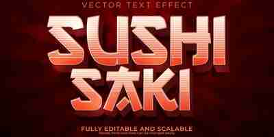 Vetor grátis efeito de texto de sushi editável japão e estilo de texto de comida