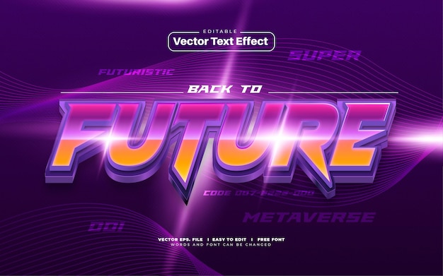 Efeito de texto de vetor futuro gradiente 3d Vetor Premium