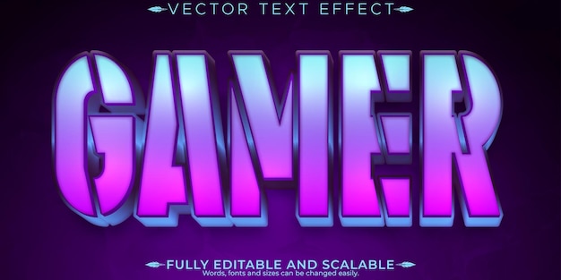 Vetor grátis efeito de texto do jogador jogo editável e estilo de fonte de néon personalizável