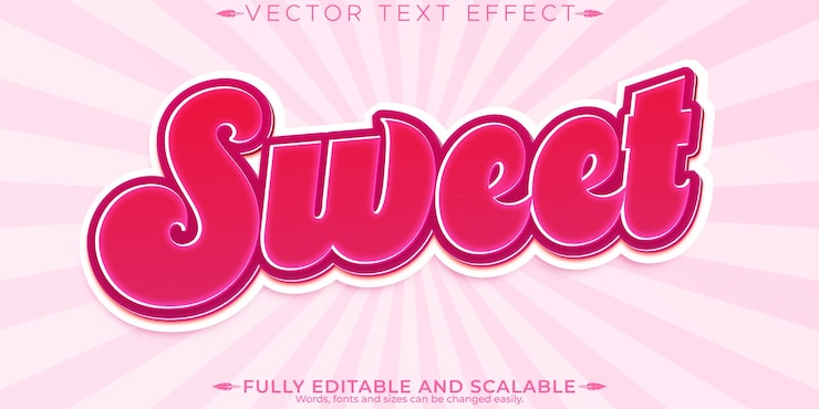 Vetor grátis efeito de texto doce editável, doces editáveis e estilo de texto retro