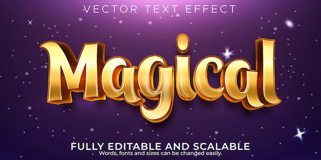 Vetor grátis efeito de texto dourado mágico, estilo de texto de conto de fadas editável