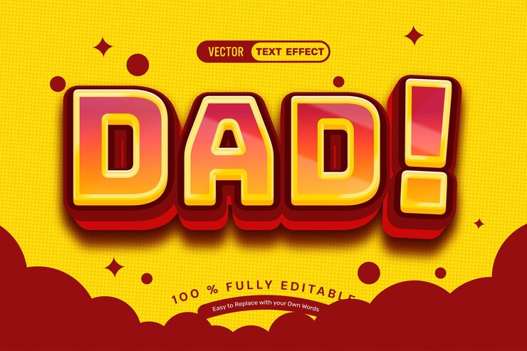 Vetor grátis efeito de texto editável 3d red dad