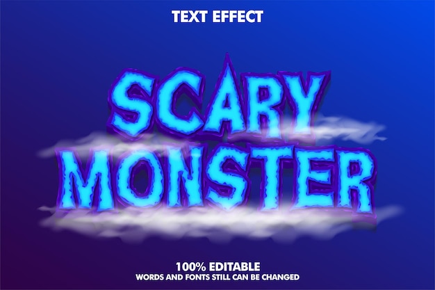 Vetor grátis efeito de texto editável azul assustador