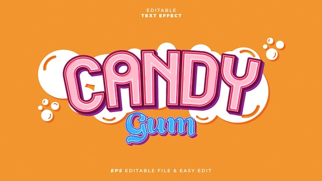 Efeito de texto editável candy gum