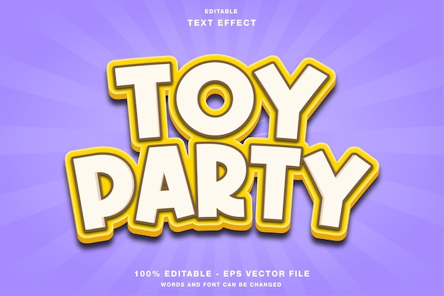 Efeito de texto editável de desenho animado de festa de brinquedo
