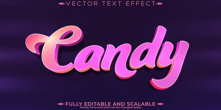 Vetor grátis efeito de texto editável de doces estilo de texto editable de doces e açúcar