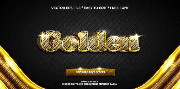 Efeito de texto editável de luxo estilo de texto 3d dourado