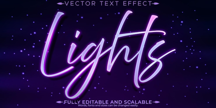 Vetor grátis efeito de texto editável de luz estilo de texto brilhante e brilhante editável